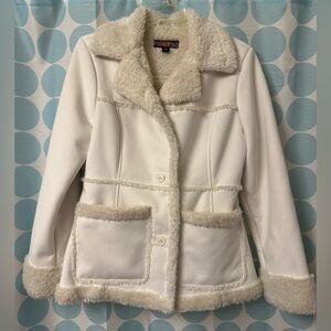 MUDD Penny Lane Style Jacket with faux fur, Cream, Size M